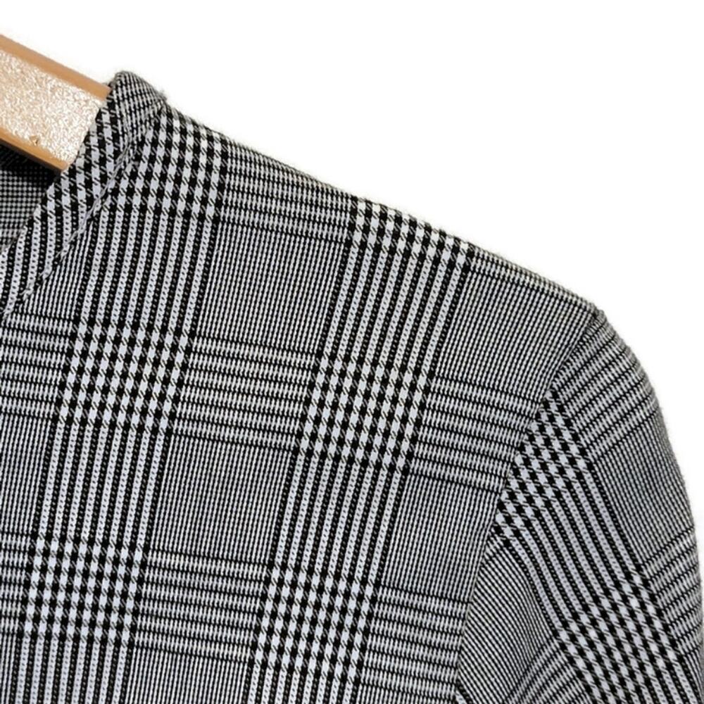 ZARA WOMAN Plaid Bell Sleeve Black and White Cotton Blend Top Size M - Picture 3 of 13
